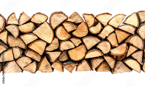 Stacked logs in a neat arrangement isolate on transparent background, cutout, png