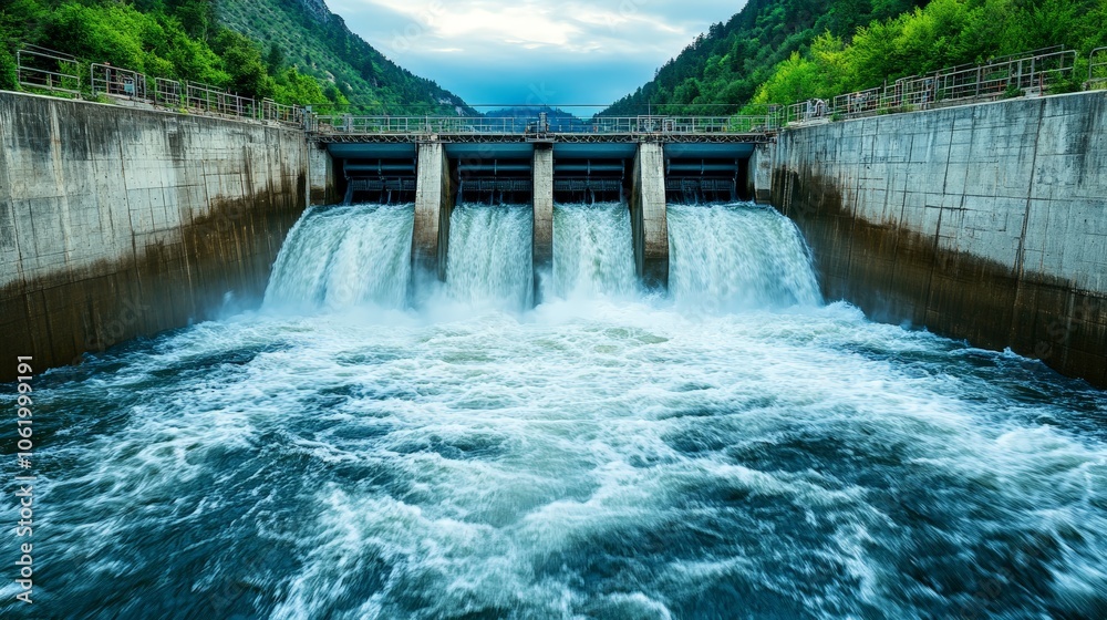 High Tech Hydroelectric Dam with Water Surge High Tech Hydroelectric Dam with Water Surge