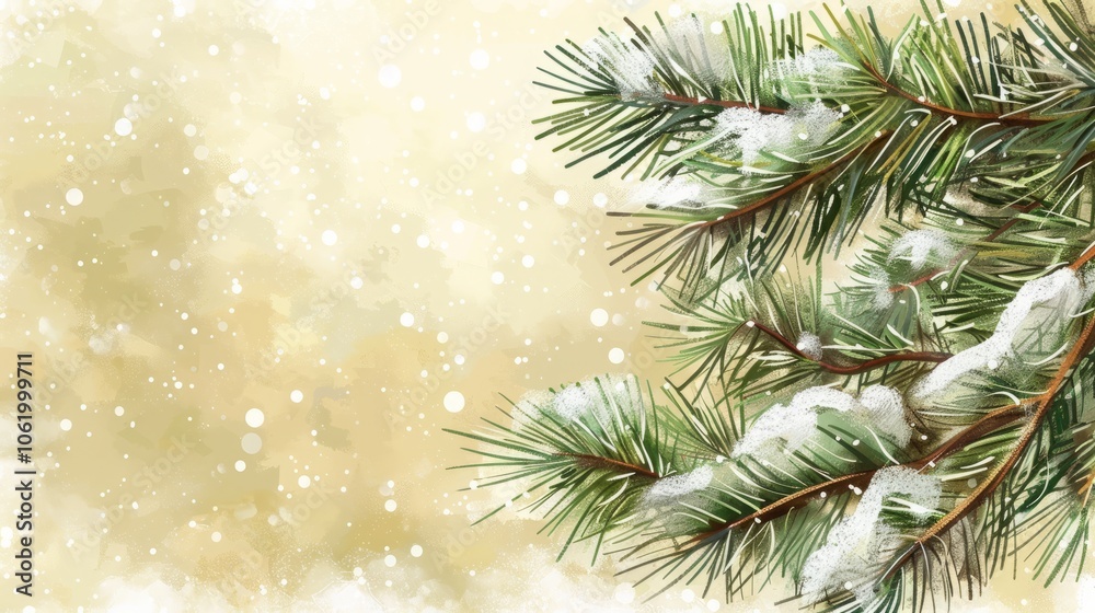 fir tree branches with snow illustration. fir tree branches with snow illustration.