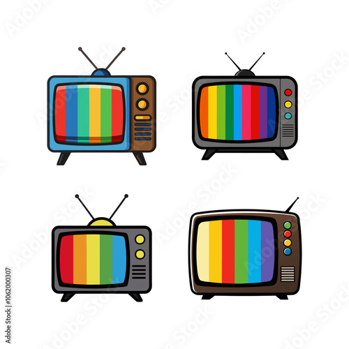 set of retro tv vector 