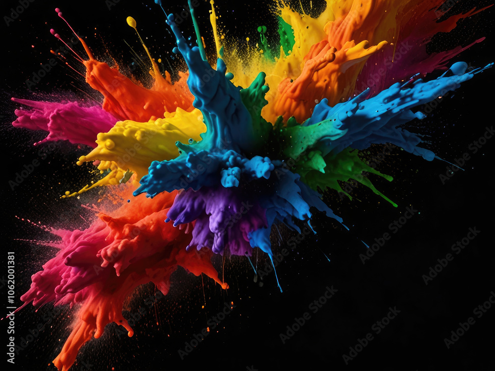Obraz premium Transparent PNG available explosion of pride rainbow paint isolate on transparency background PNG
