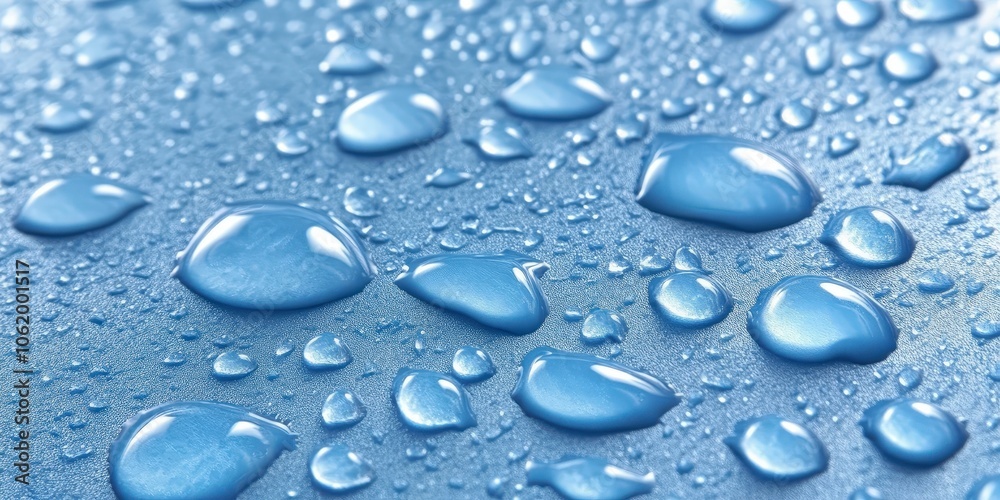 Water Drops on Blue Surface with Vivid Texture Water Drops on Blue Surface with Vivid Texture