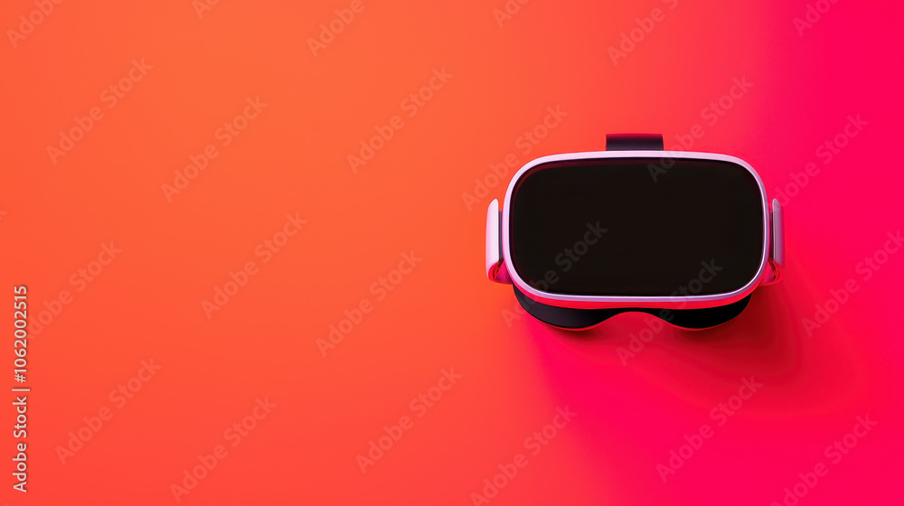 Virtual reality headset on vibrant orange background, symbolizing innovation and technology. This sleek device represents future of immersive experiences Virtual reality headset on vibrant orange background, symbolizing innovation and technology. This sleek device represents future of immersive experiences