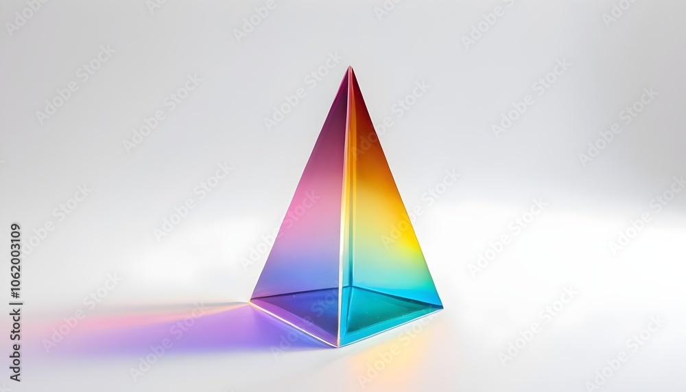A colorful prism pyramid on a white background