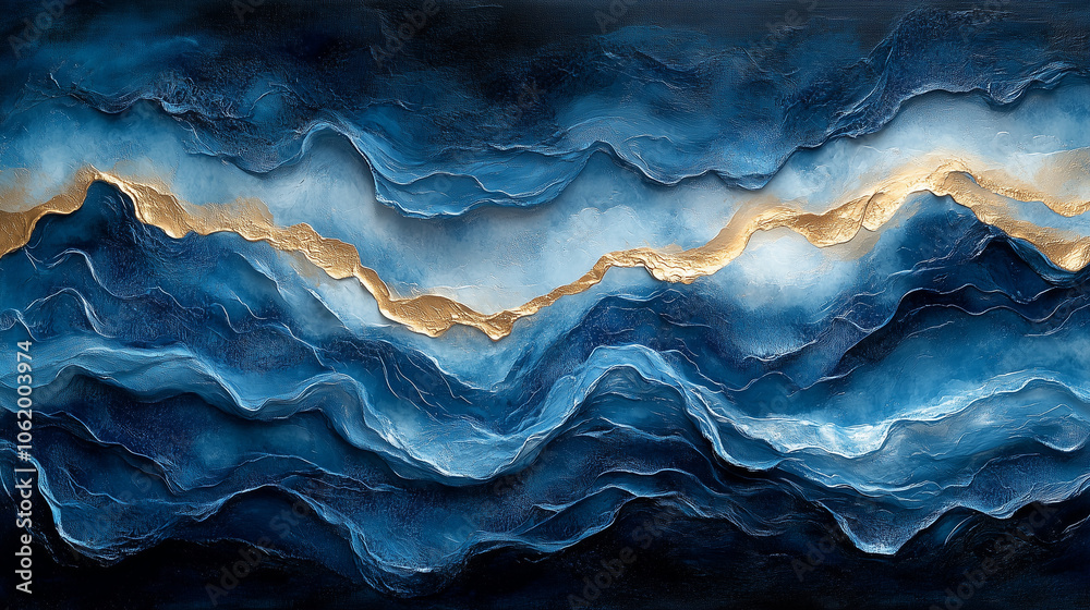 Fluid abstract waves with swirling blue and gray hues creating a stormy sea effect: The waves twist and turn in dynamic shapes, with hints of gray adding a moody atmosphere to the Fluid abstract waves with swirling blue and gray hues creating a stormy sea effect: The waves twist and turn in dynamic shapes, with hints of gray adding a moody atmosphere to the