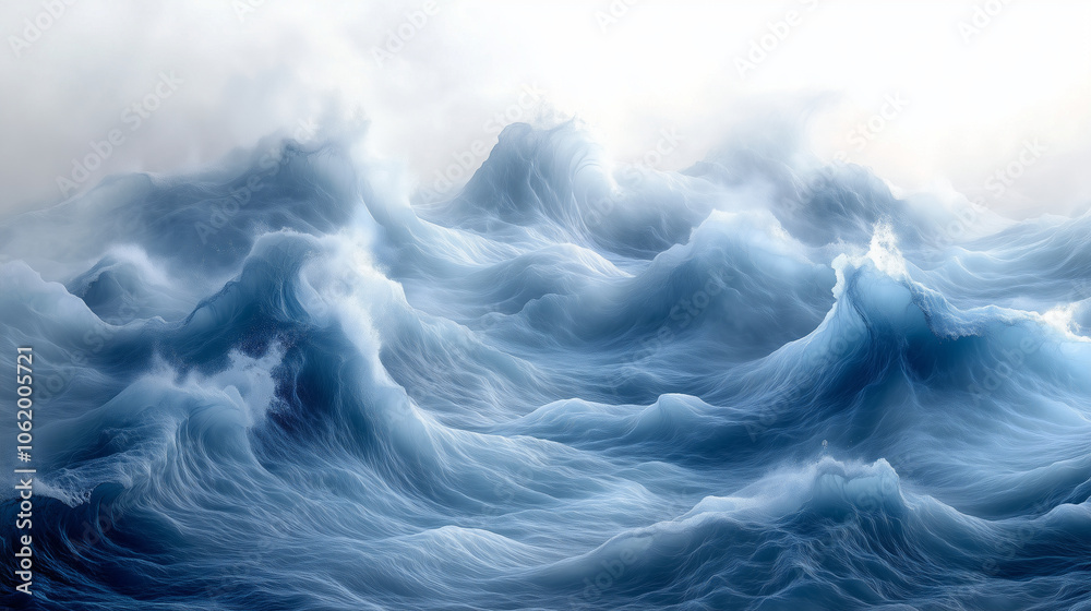 Abstract depiction of gentle ocean waves in muted blue and gray with soft, feathered edges: The waves appear soft and flowing, with delicate, feathered edges that blend into each o Abstract depiction of gentle ocean waves in muted blue and gray with soft, feathered edges: The waves appear soft and flowing, with delicate, feathered edges that blend into each o