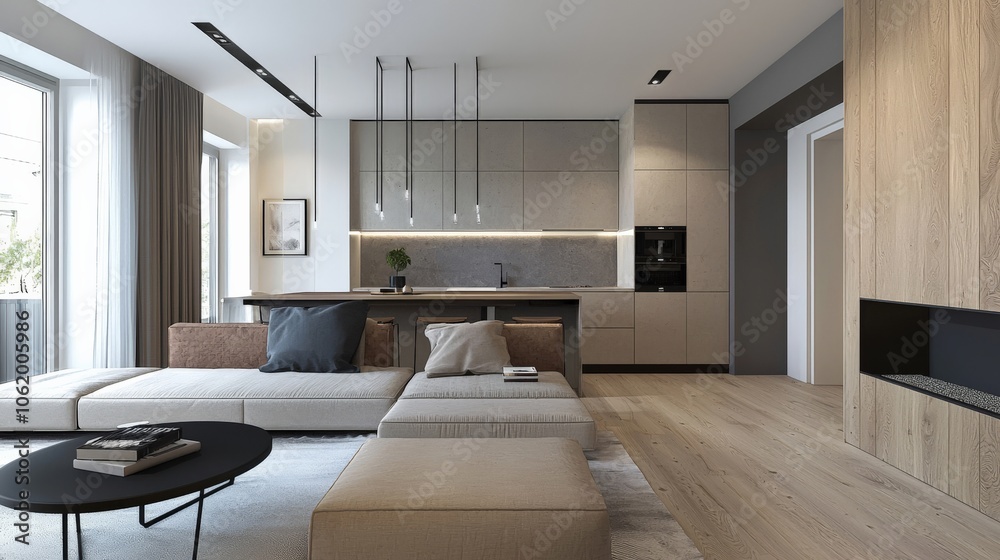 Fototapeta premium Functional interior design with smart storage solutions and minimalist aesthetics