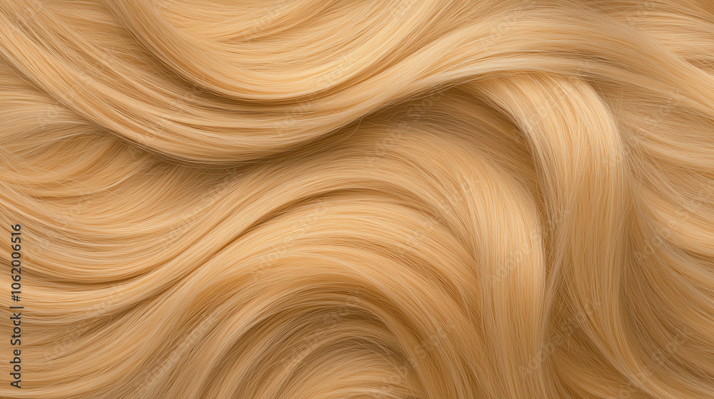 Close-up of smooth, flowing blonde hair texture, showcasing wavy strands and natural shine against a white background. Close-up of smooth, flowing blonde hair texture, showcasing wavy strands and natural shine against a white background.