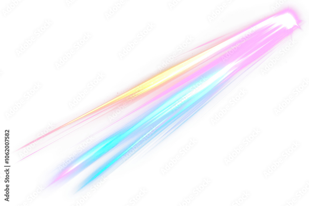 Abstract colorful light streak isolate on transparent background, Digital art, cutout, png Abstract colorful light streak isolate on transparent background, Digital art, cutout, png