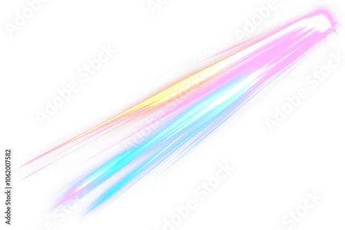 Abstract colorful light streak isolate on transparent background, Digital art, cutout, png