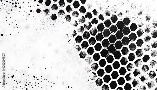 Hexagon honeycomb pattern with a halftone effect.