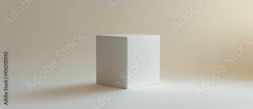 Mockup of a clean white box isolated on a white background, sharp edges, minimalist design, high resolution