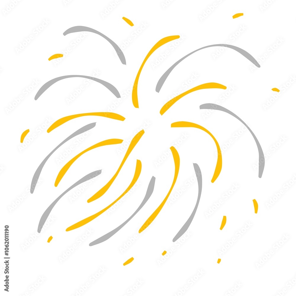 Fototapeta premium Fireworks illustration with gold and grey colour 