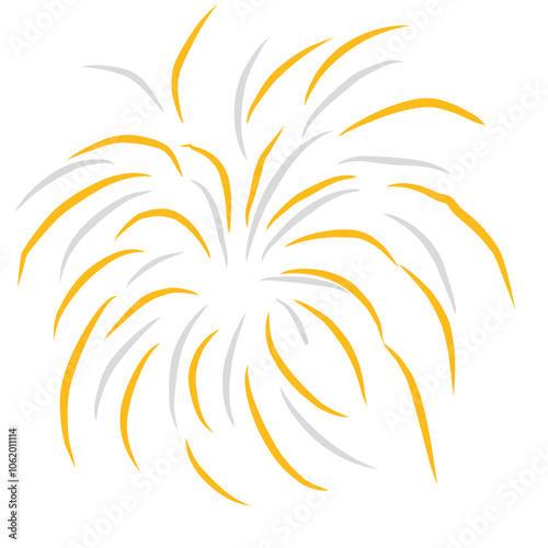 Fireworks illustration with gold and grey colour 