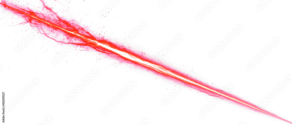 Red light beam with sparks isolate on transparent background, cutout, png Red light beam with sparks isolate on transparent background, cutout, png