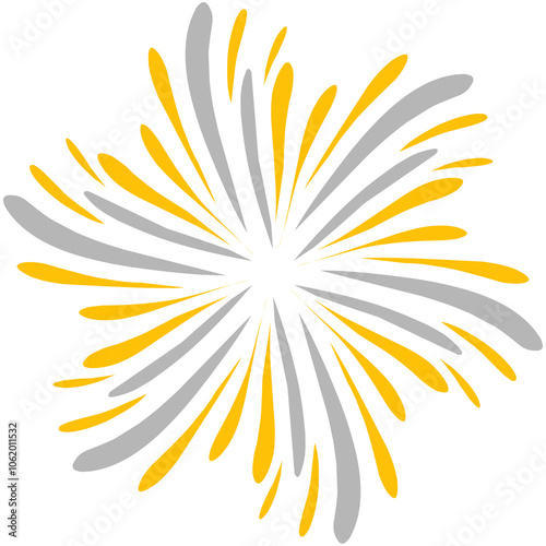 Fireworks illustration with gold and grey colour 