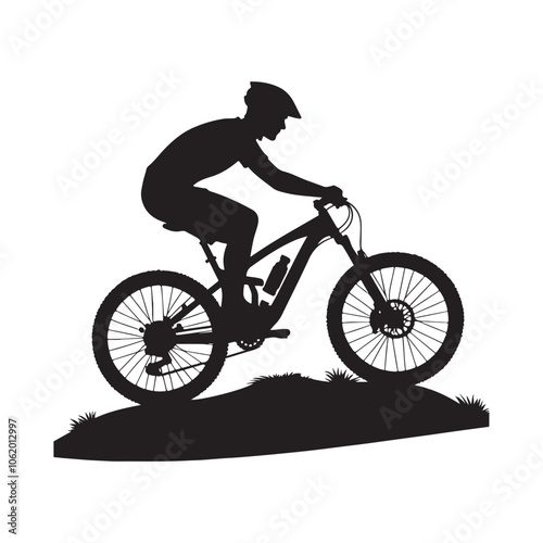 Mountain bike vector Silhouette of an extreme downhill mountain biker illustration
