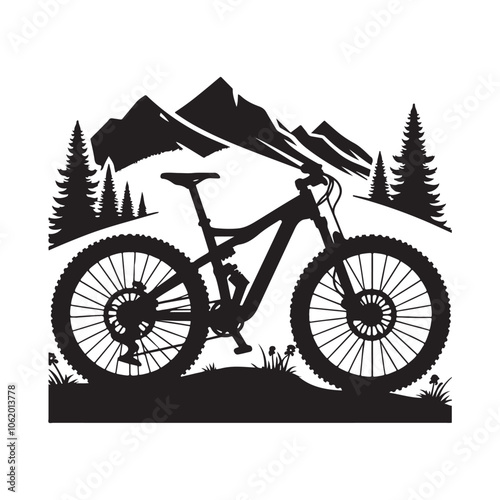 Mountain bike vector Silhouette of an extreme downhill mountain biker illustration
