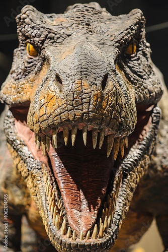 Isolated head of a Tyrannosaurus rex.