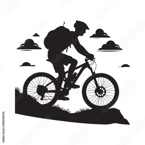 Mountain bike vector Silhouette of an extreme downhill mountain biker illustration
