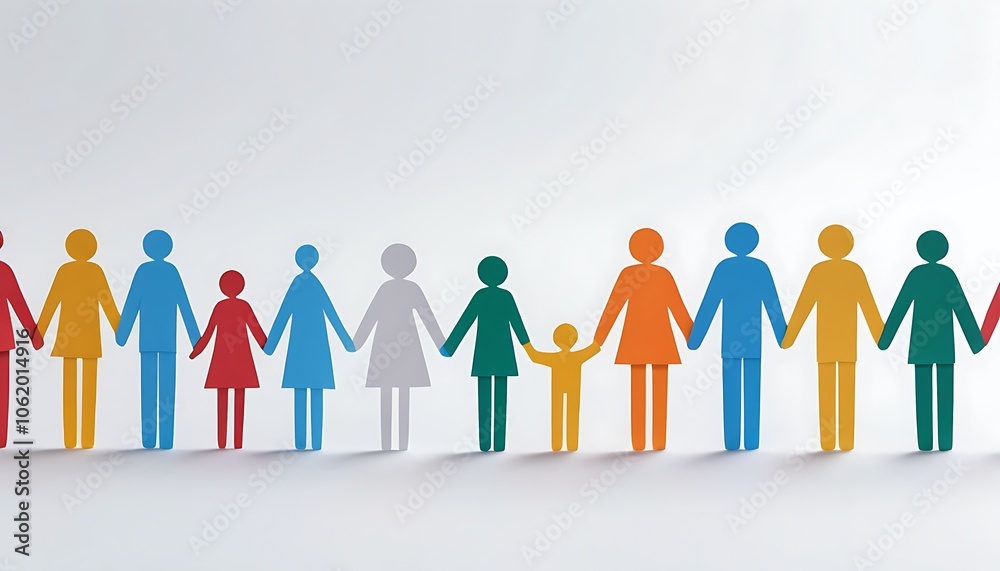 Unity, multiracial or racism concept. Suitable for marketing or business purposes. Panoramic banner with place for text Unity, multiracial or racism concept. Suitable for marketing or business purposes. Panoramic banner with place for text
