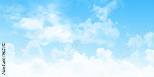 White cloud with blue sky background. Cloudy sky in summer with bright turquoise morning.