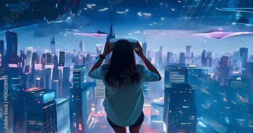 Exploring a Futuristic Skyline: A Journey Through Virtual Reality and Imagination in a Vibrant Cityscape Filled with Innovation and Wonder