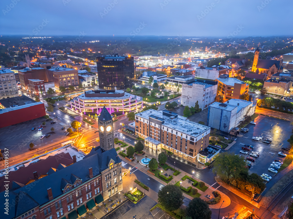 Springfield, Ohio, USA Town at Blue Hour.
