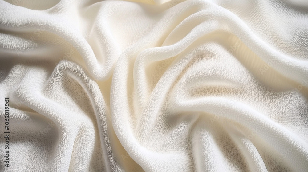 Obraz premium White Fabric Texture Smooth Draped Material Soft Crease Background