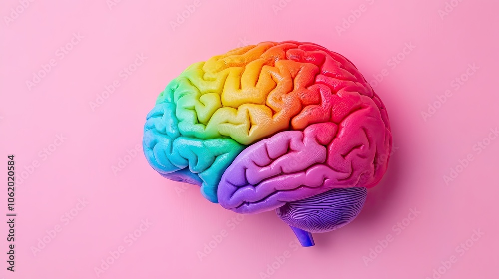 Anatomical brain shown close-up in 3D. The model is made of plastic. Illustration for banner, cover, brochure or presentation. Anatomical brain shown close-up in 3D. The model is made of plastic. Illustration for banner, cover, brochure or presentation.