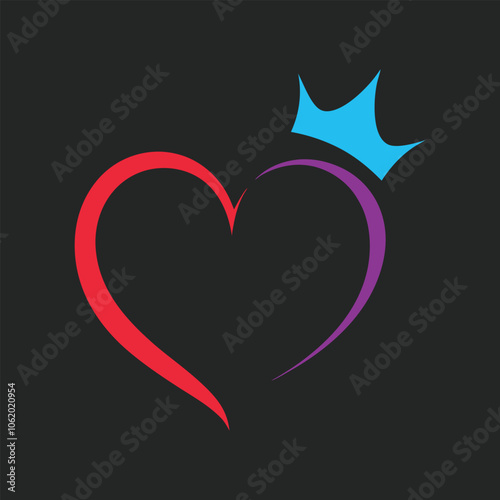 Heart with Crown Vector Illustration Design.