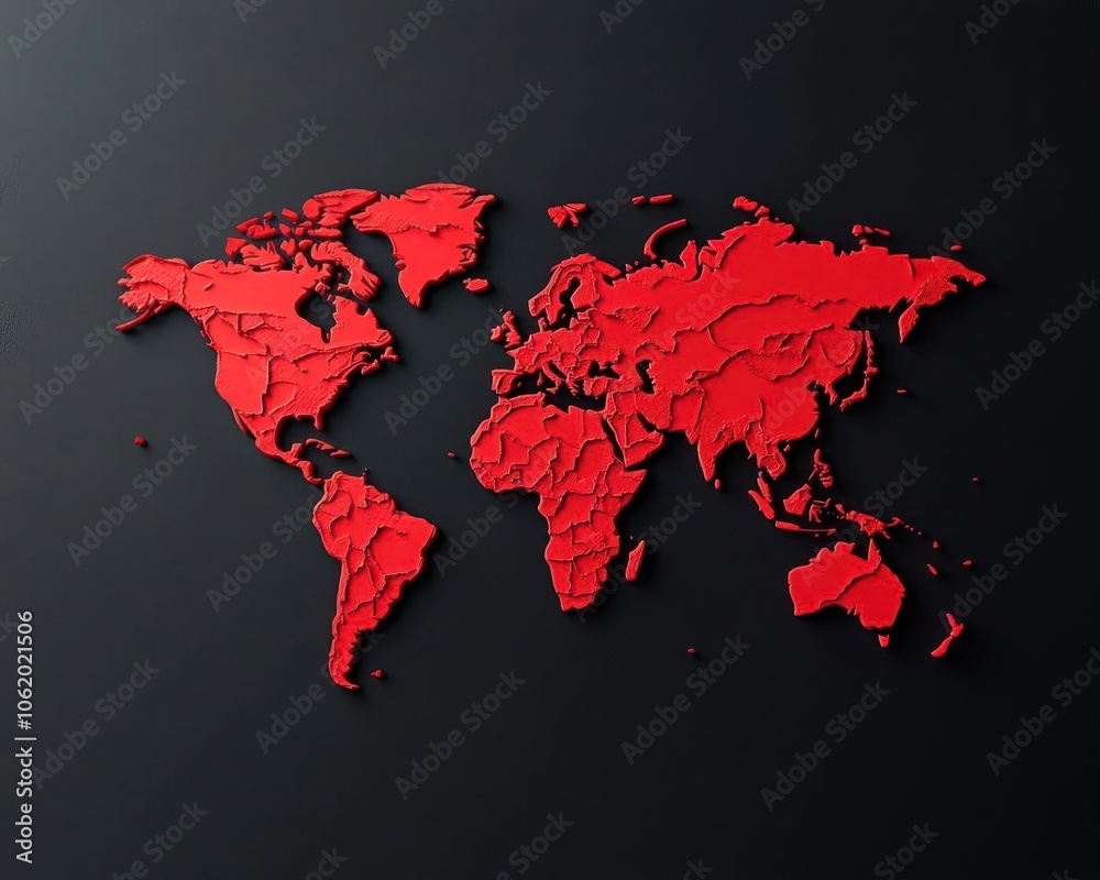 Disease outbreak symbol on world map, global threat, 3D illustration Disease outbreak symbol on world map, global threat, 3D illustration