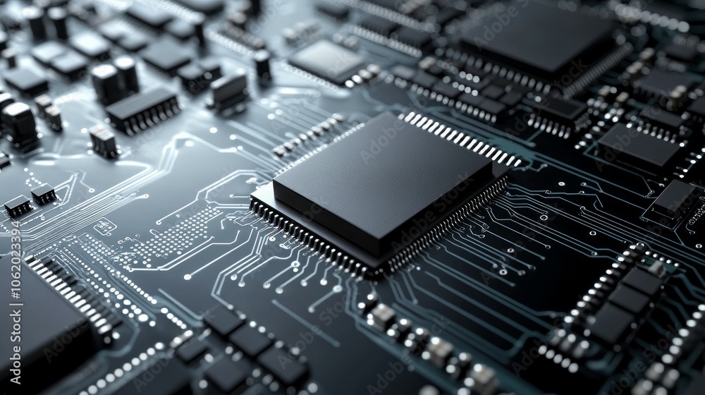 semiconductor chip on top of circuit diagram, semiconductor chip on top of circuit diagram,