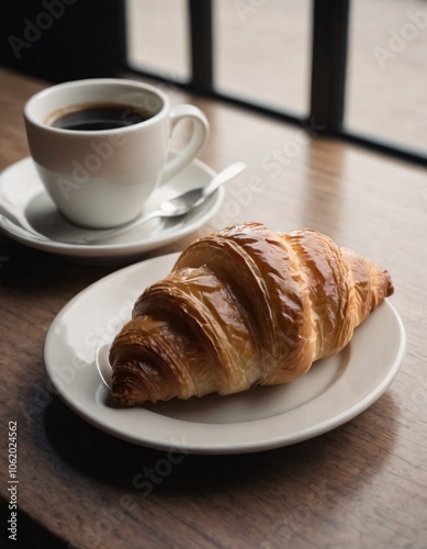 cup of coffee and croissant