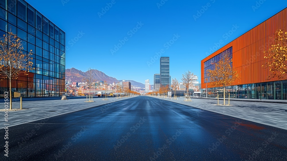 Fototapeta premium Minimalistic View of Deserted Urban Road
