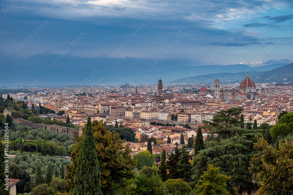 Skyline of Florence, Italy during a cloudy autumn twilight Skyline of Florence, Italy during a cloudy autumn twilight