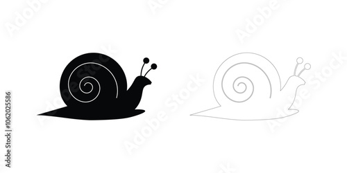 Snail Line and Silhouette Icon Set