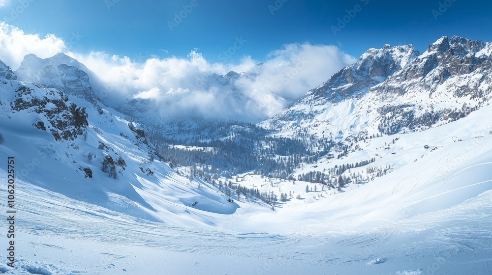 Obraz premium Avalanche Cascading Down a Snowy Mountain Landscape