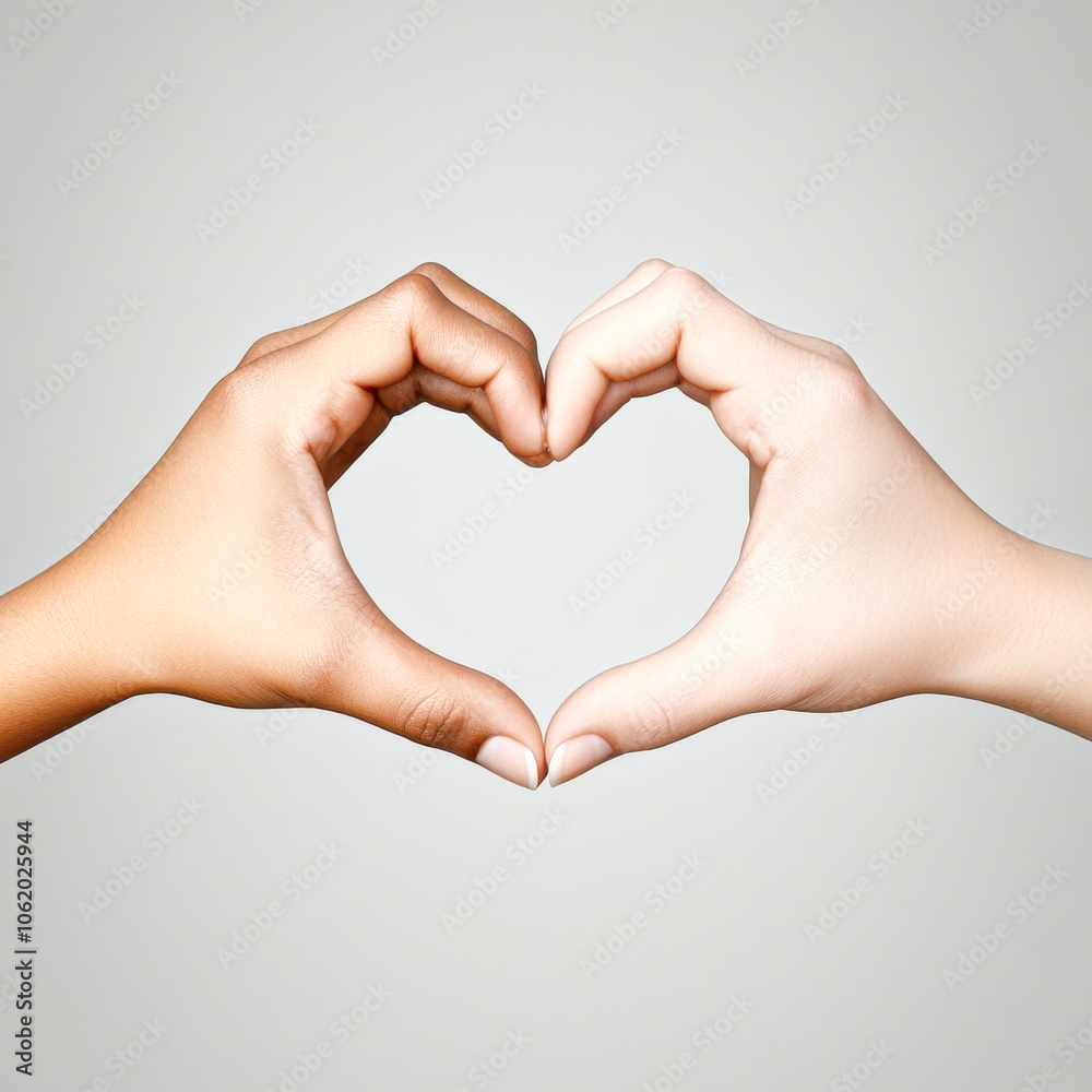 Two hands forming a heart on a white background Two hands forming a heart on a white background