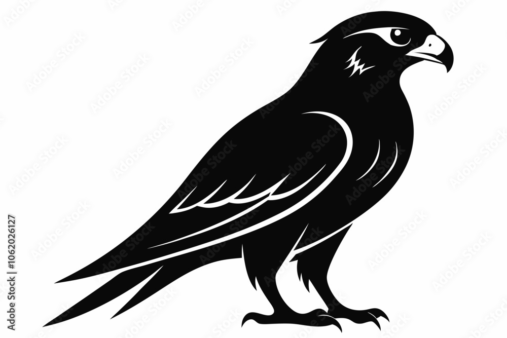 Obraz premium Falcon Silhouette, Falcon Bird Vector, Falcon Black Silhouette Vector isolated on a white background