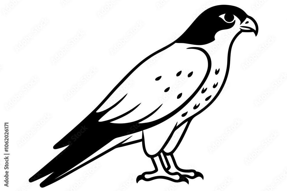 Fototapeta premium Falcon Silhouette, Falcon Bird Vector, Falcon Black Silhouette Vector isolated on a white background
