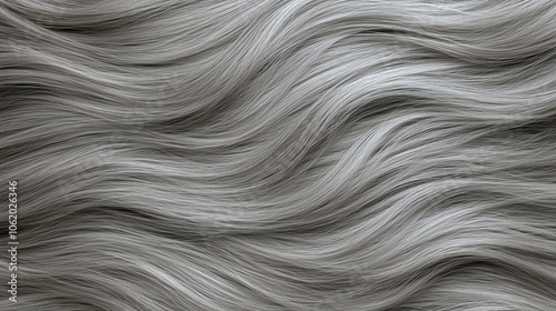 Obraz na płótnie Close-up view of smooth, flowing gray hair texture, showcasing subtle waves and soft shadows, perfect for backgrounds and design projects. w salonie
