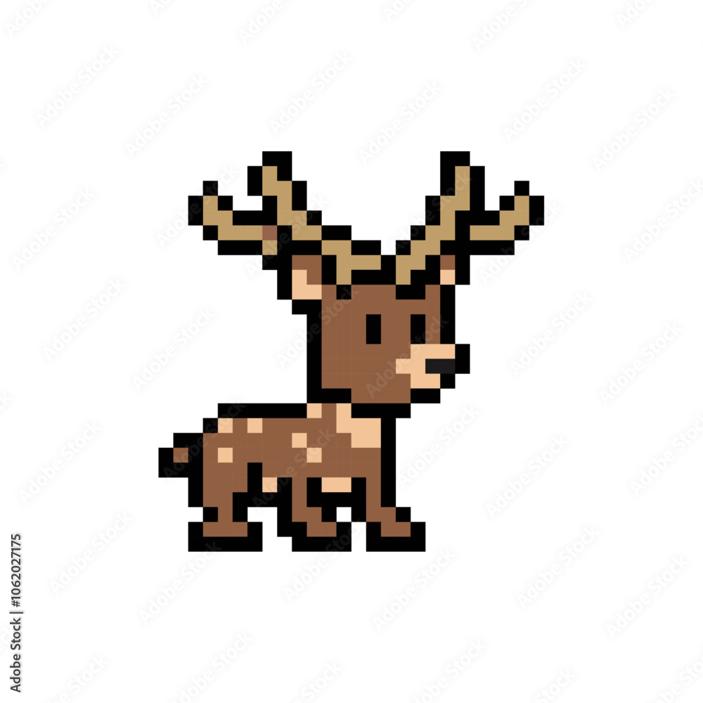 cute brown deer pixel art