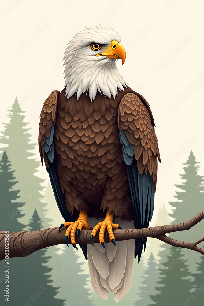 Obraz premium Bald eagle sitting on a branch