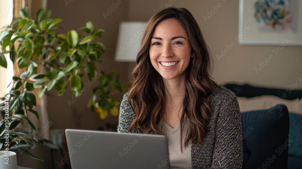 Happy virtual assistant scheduling and coordinating for clients, radiating efficiency Happy virtual assistant scheduling and coordinating for clients, radiating efficiency
