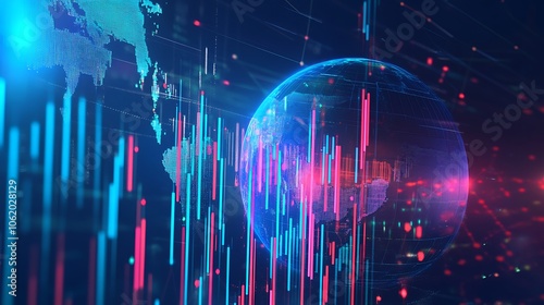 Wallpaper Mural Digital Globe with Economic Trends Data Photo Torontodigital.ca