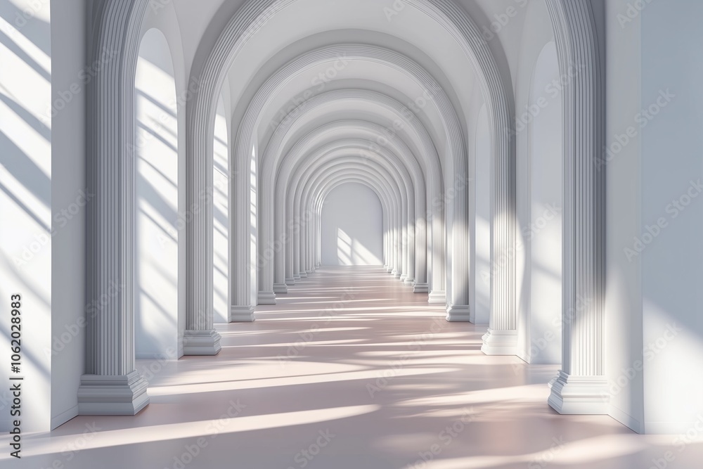 Fototapeta premium Simple corridor inside the white building