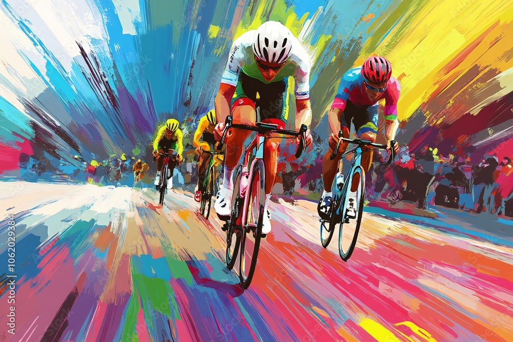 Fototapeta premium Abstract colorful road cycling sports race illustration