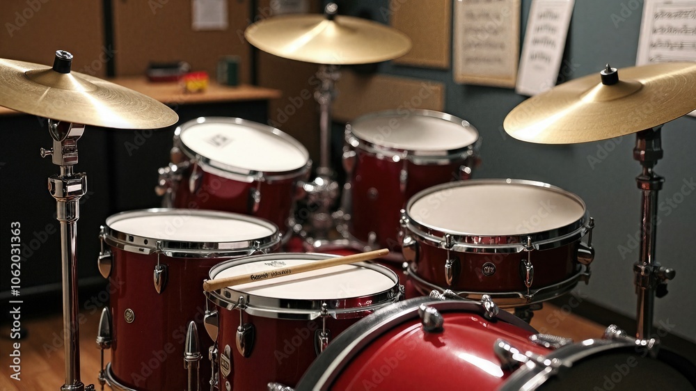 Professional Drum Kit Setup in Recording Studio Professional Drum Kit Setup in Recording Studio