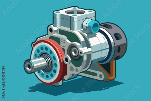 Vehicle Power Steering Pump vector art illustration